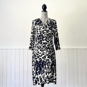 Tommy Bahama Marine Leopard 3/4 Sleeve Wrap Dress Size M